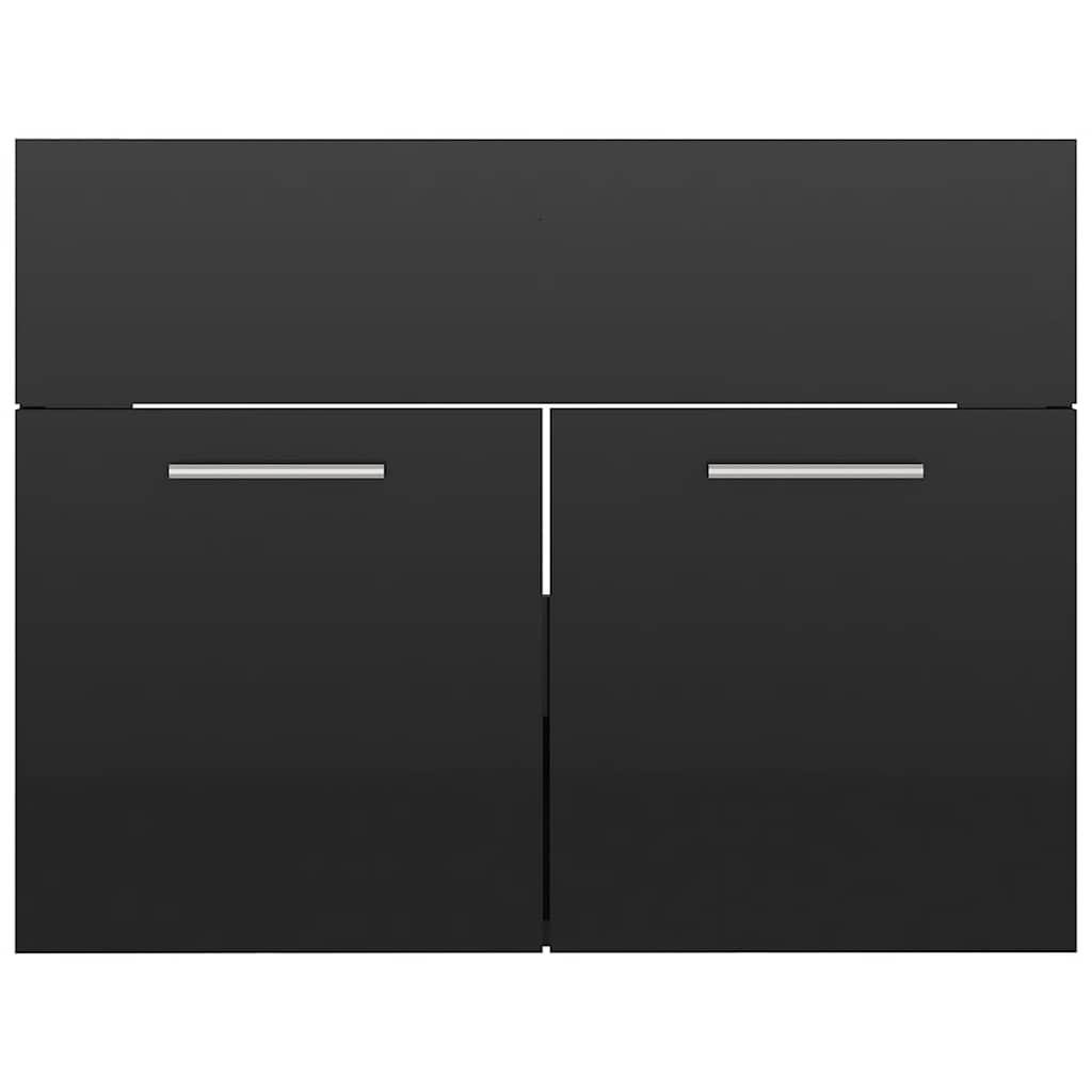 2 Piece Bathroom Furniture Set High Gloss Black Engineered Wood