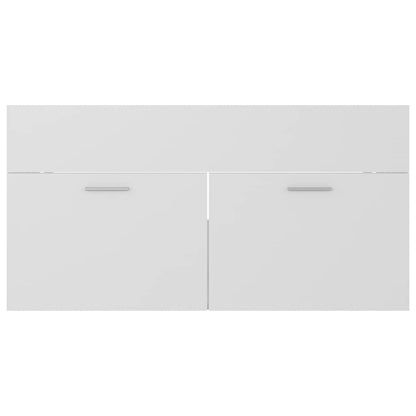 2 Piece Bathroom Furniture Set White Engineered Wood