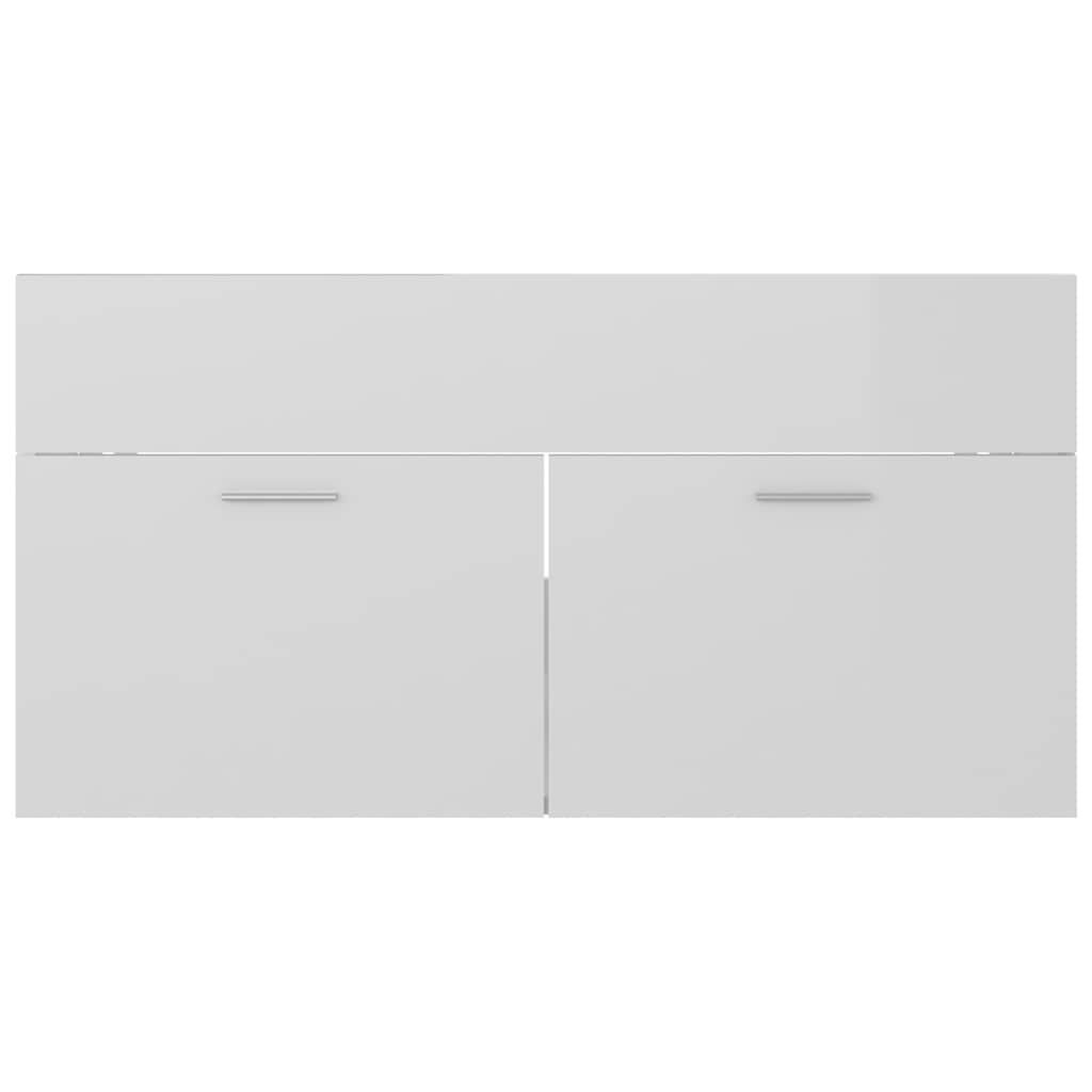 2 Piece Bathroom Furniture Set High Gloss White Engineered Wood