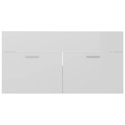 2 Piece Bathroom Furniture Set High Gloss White Engineered Wood