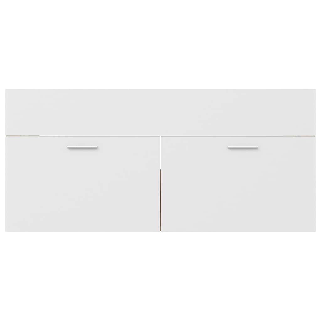 2 Piece Bathroom Furniture Set White and Sonoma Oak Engineered Wood