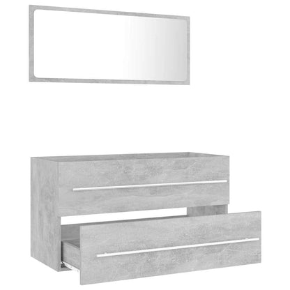 2 Piece Bathroom Furniture Set Concrete Grey Engineered Wood