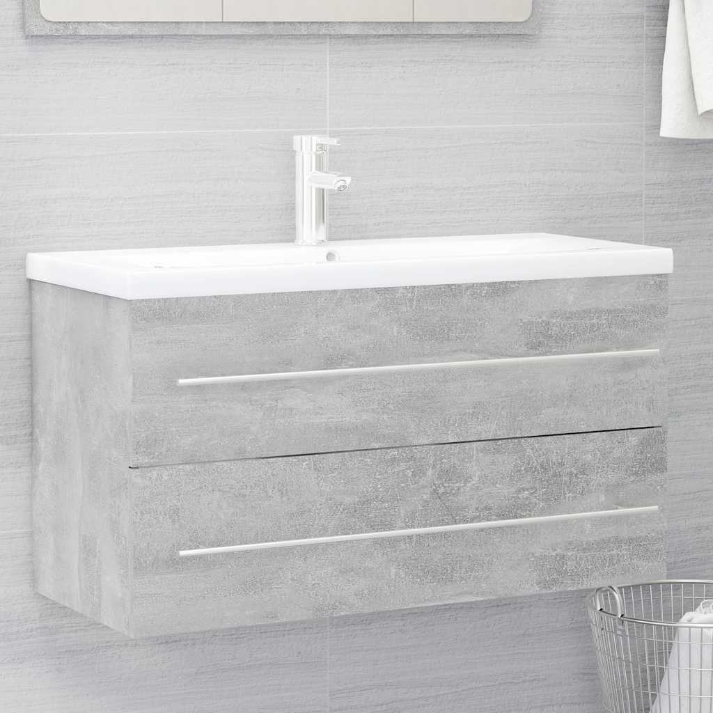 2 Piece Bathroom Furniture Set Concrete Grey Engineered Wood