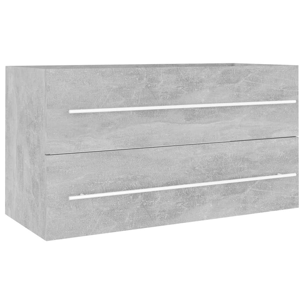 2 Piece Bathroom Furniture Set Concrete Grey Engineered Wood