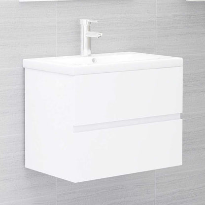 2 Piece Bathroom Furniture Set White Engineered Wood