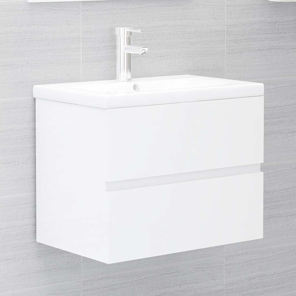 2 Piece Bathroom Furniture Set High Gloss White Engineered Wood