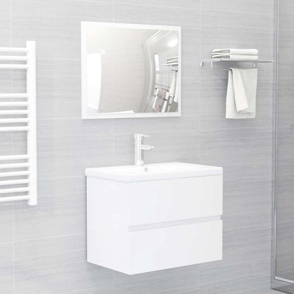 2 Piece Bathroom Furniture Set High Gloss White Engineered Wood