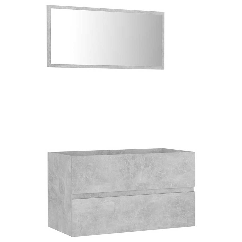 2 Piece Bathroom Furniture Set Concrete Grey Engineered Wood