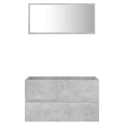 2 Piece Bathroom Furniture Set Concrete Grey Engineered Wood