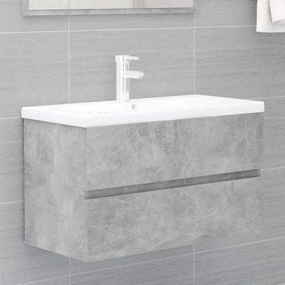 2 Piece Bathroom Furniture Set Concrete Grey Engineered Wood