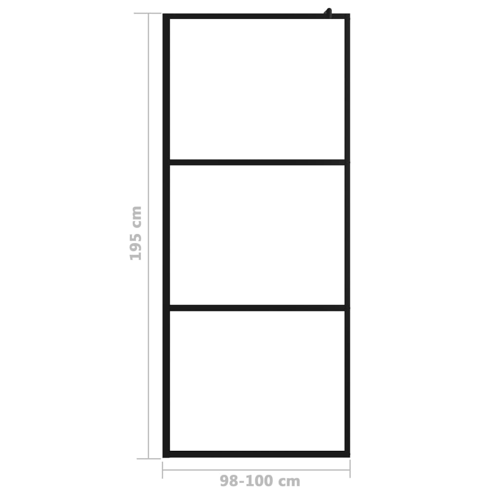 Walk-in Shower Wall with Clear ESG Glass Black 100x195 cm - Bend