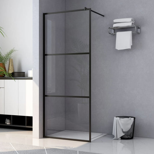 Walk-in Shower Wall with Clear ESG Glass Black 100x195 cm - Bend