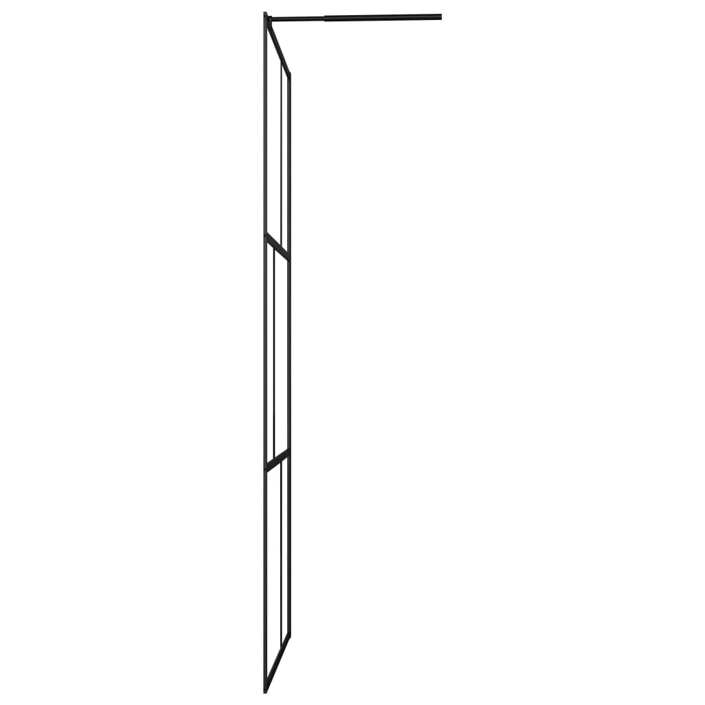 Walk-in Shower Wall with Tempered Glass Black 100x195 cm - Elegant Minimalist Design