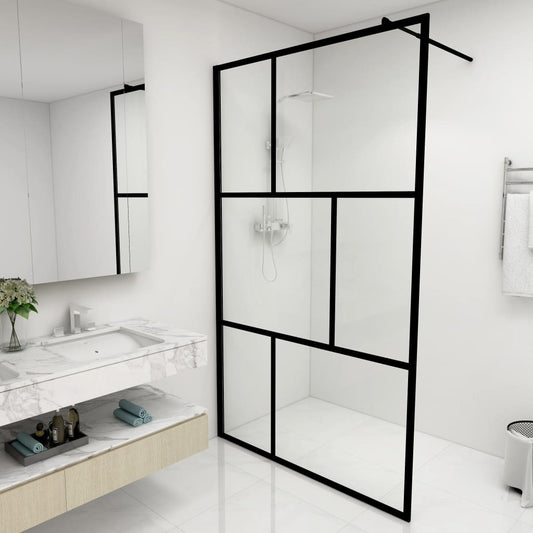 Walk-in Shower Wall with Tempered Glass Black 115x195 cm - Bend