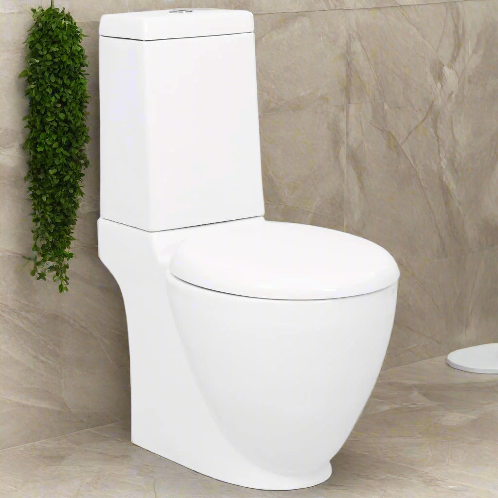 WC Ceramic Toilet Bathroom Round Toilet Bottom Water Flow White - Bend