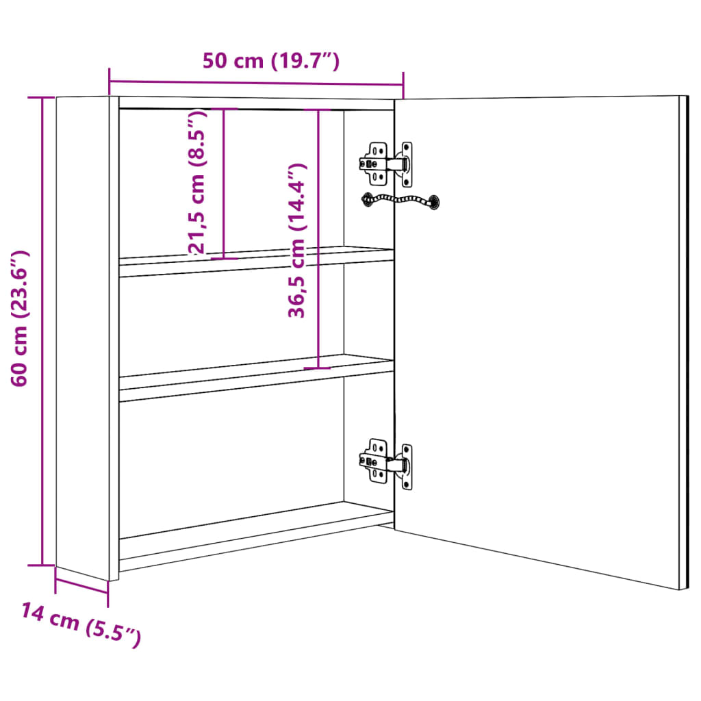 LED Bathroom Mirror Cabinet Concrete Grey 50x14x60 cm - Bend