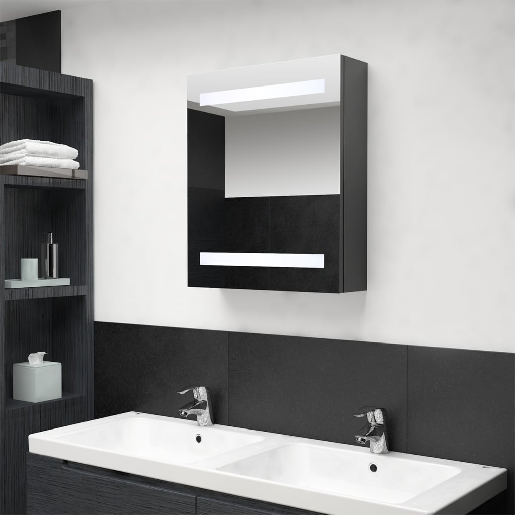 LED Bathroom Mirror Cabinet Grey 50x14x60 cm - Bend