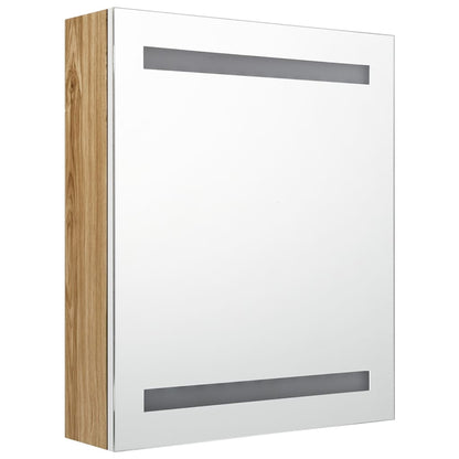 LED Bathroom Mirror Cabinet White and Oak 50x14x60 cm - Bend