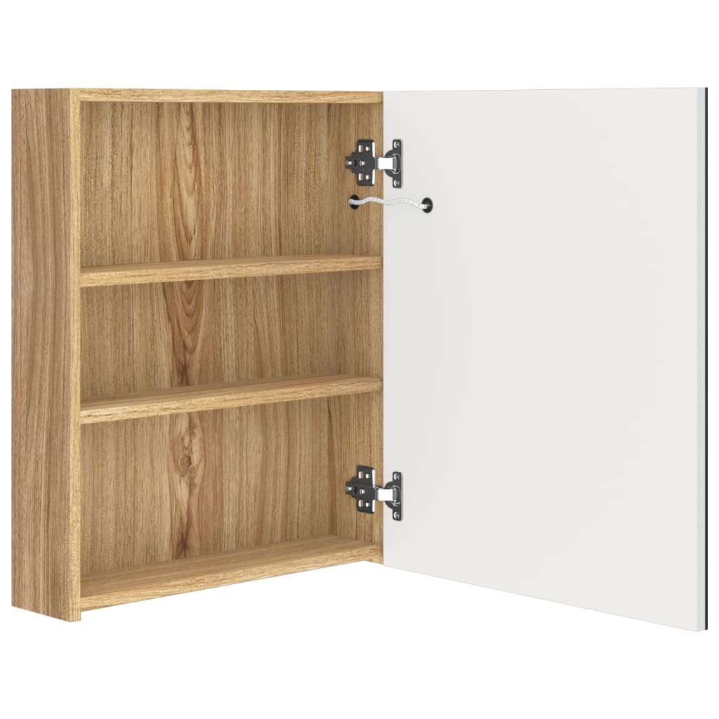 LED Bathroom Mirror Cabinet White and Oak 50x14x60 cm - Bend