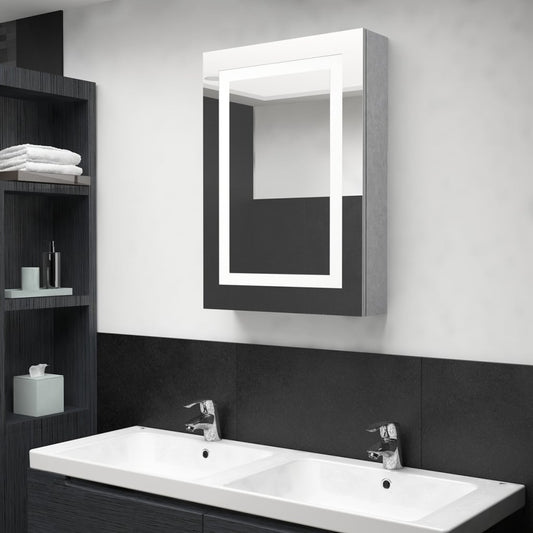 LED Bathroom Mirror Cabinet Concrete Grey 50x13x70 cm - Bend