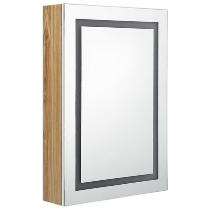 LED Bathroom Mirror Cabinet White and Oak 50x13x70 cm - Bend