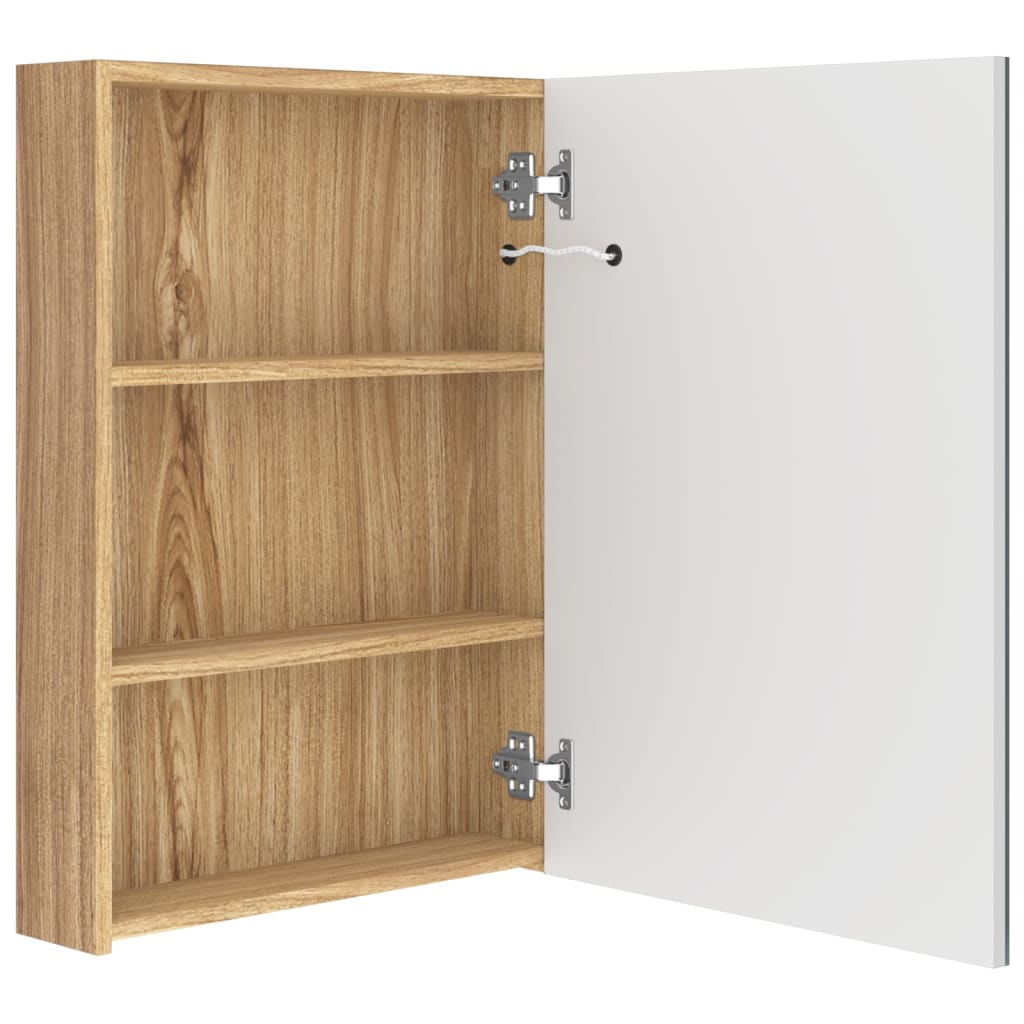 LED Bathroom Mirror Cabinet White and Oak 50x13x70 cm - Bend