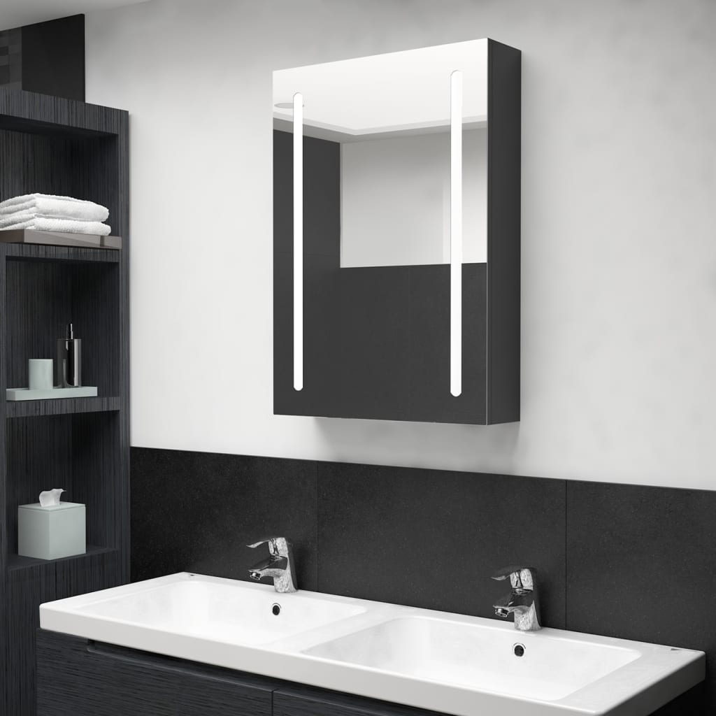 LED Bathroom Mirror Cabinet Shining Black 50x13x70 cm - Bend