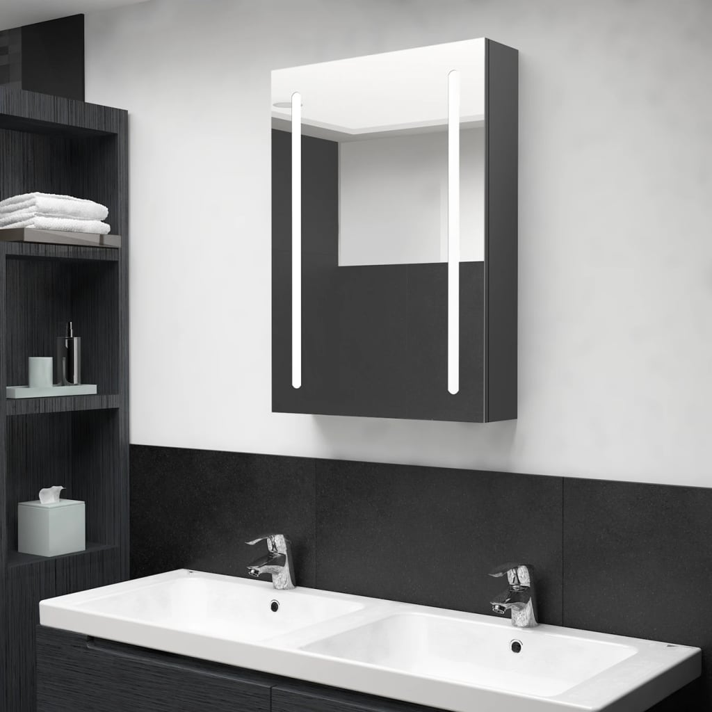 LED Bathroom Mirror Cabinet Grey 50x13x70 cm - Bend