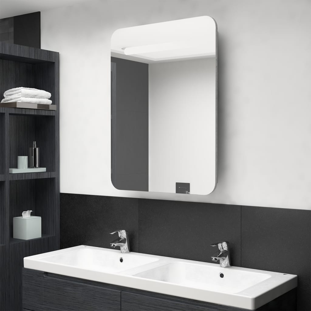 LED Bathroom Mirror Cabinet Concrete Grey 60x11x80 cm - Bend