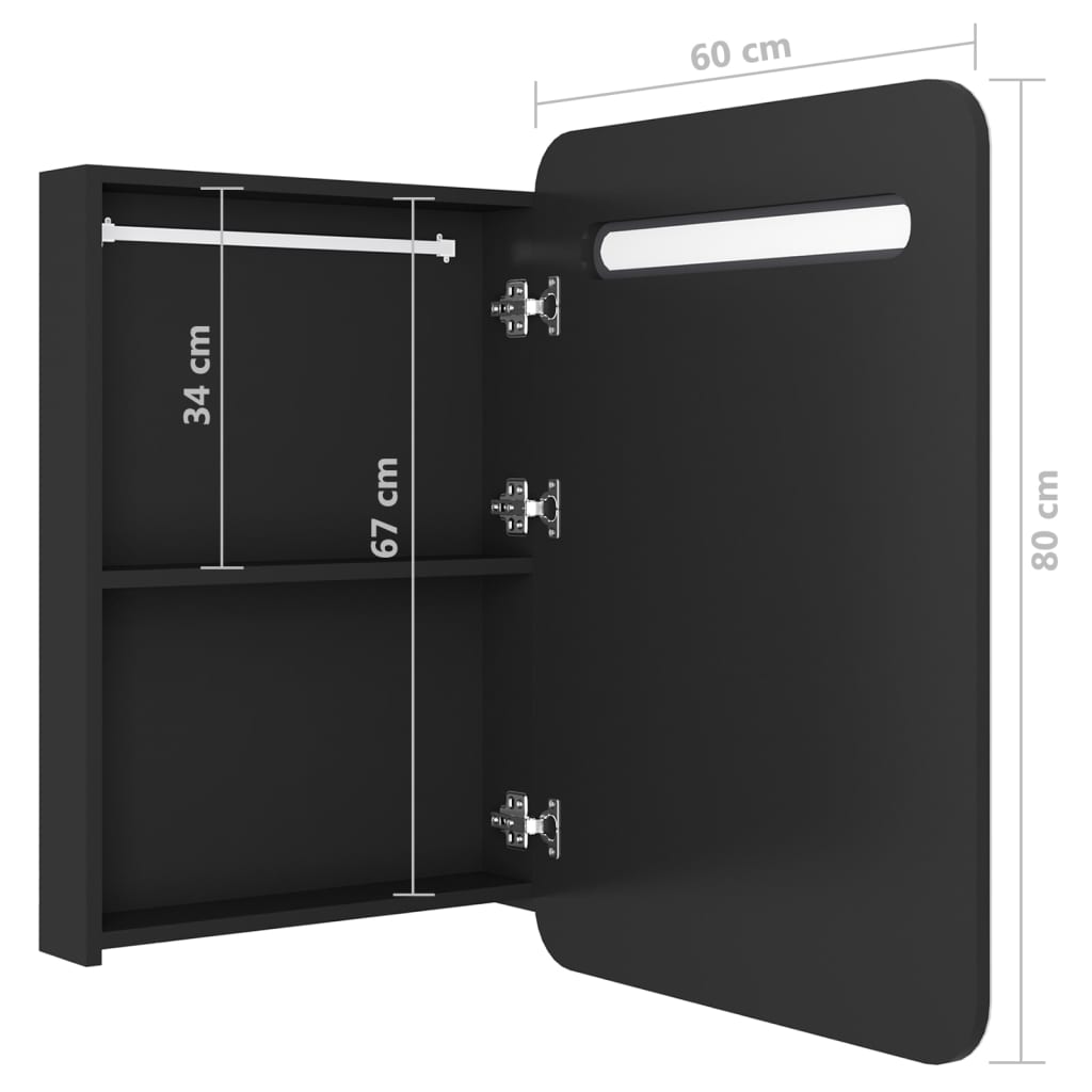 LED Bathroom Mirror Cabinet Black 60x11x80 cm - Bend