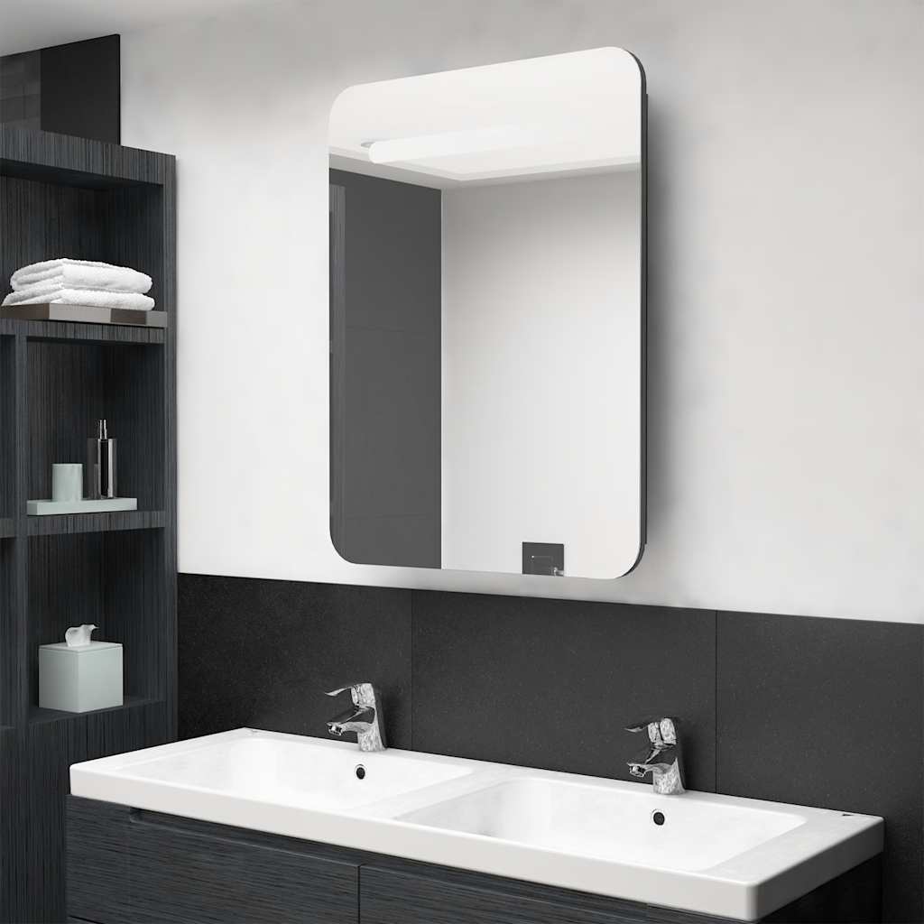 LED Bathroom Mirror Cabinet Shining Grey 60x11x80 cm - Bend