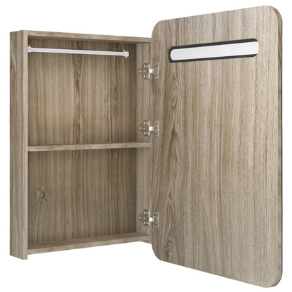 LED Bathroom Mirror Cabinet Oak 60x11x80 cm - Bend