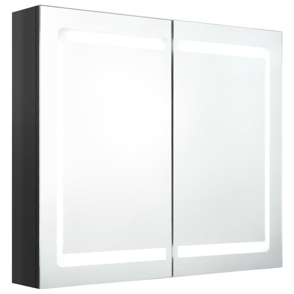 LED Bathroom Mirror Cabinet Shining Black 80x12x68 cm - Bend