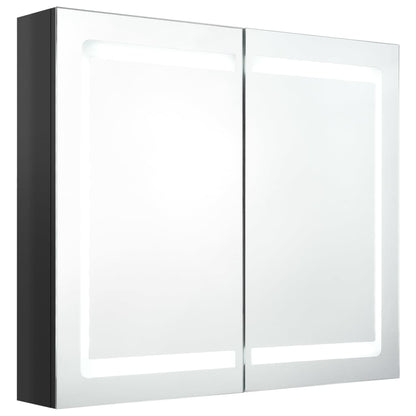 LED Bathroom Mirror Cabinet Shining Black 80x12x68 cm - Bend