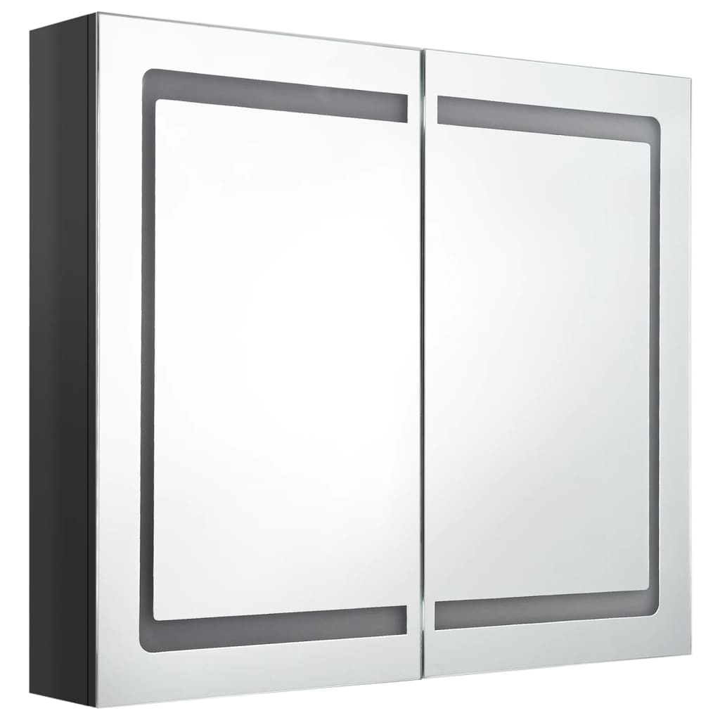 LED Bathroom Mirror Cabinet Shining Black 80x12x68 cm - Bend