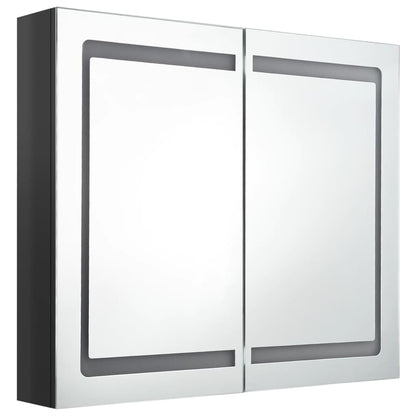 LED Bathroom Mirror Cabinet Shining Black 80x12x68 cm - Bend