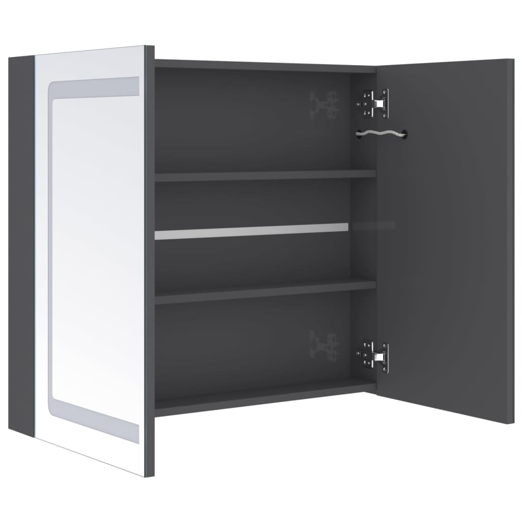 LED Bathroom Mirror Cabinet Shining Grey 80x12x68 cm - Bend