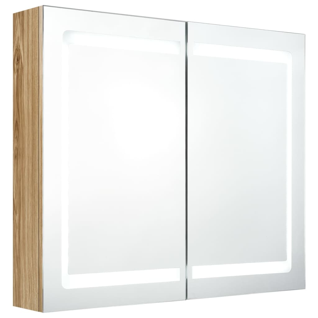 LED Bathroom Mirror Cabinet Oak 80x12x68 cm - Bend