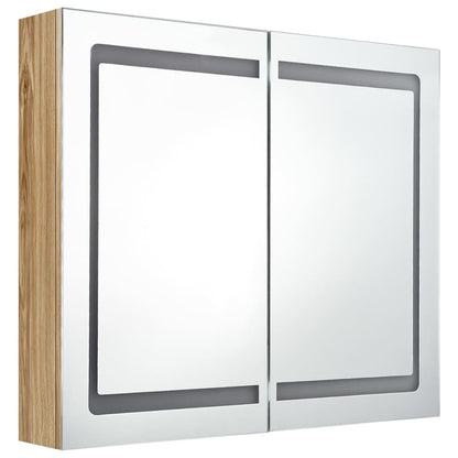 LED Bathroom Mirror Cabinet Oak 80x12x68 cm - Bend