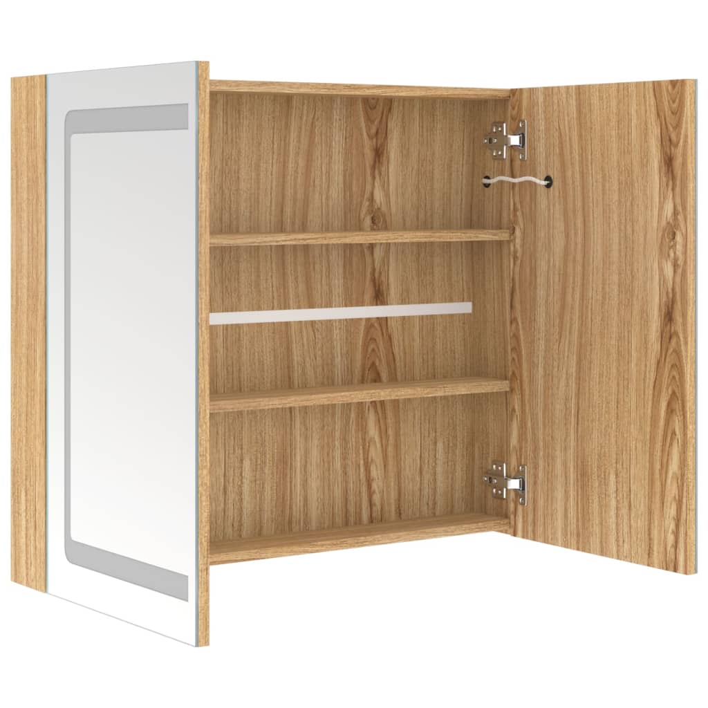 LED Bathroom Mirror Cabinet Oak 80x12x68 cm - Bend