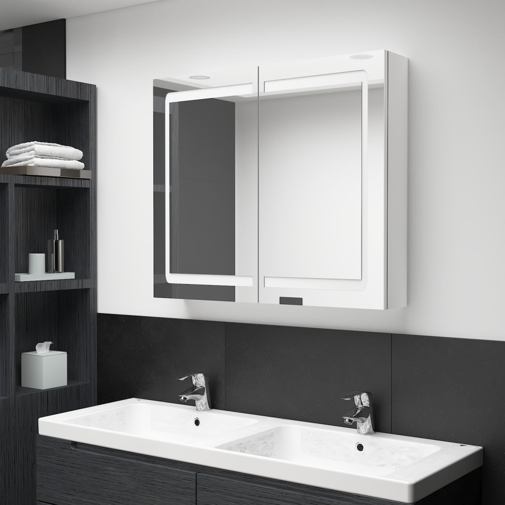 LED Bathroom Mirror Cabinet Shining White 80x12x68 cm - Bend