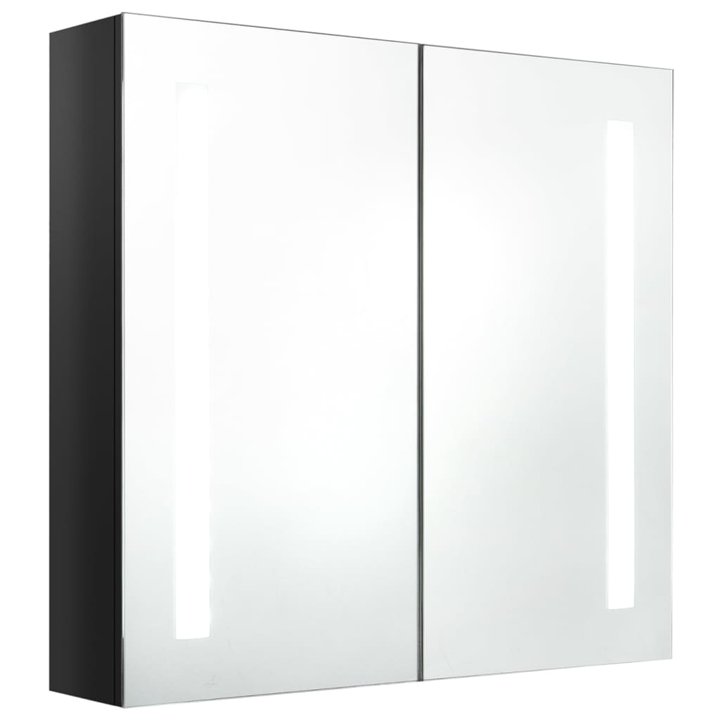 LED Bathroom Mirror Cabinet Shining Black 62x14x60 cm - Bend