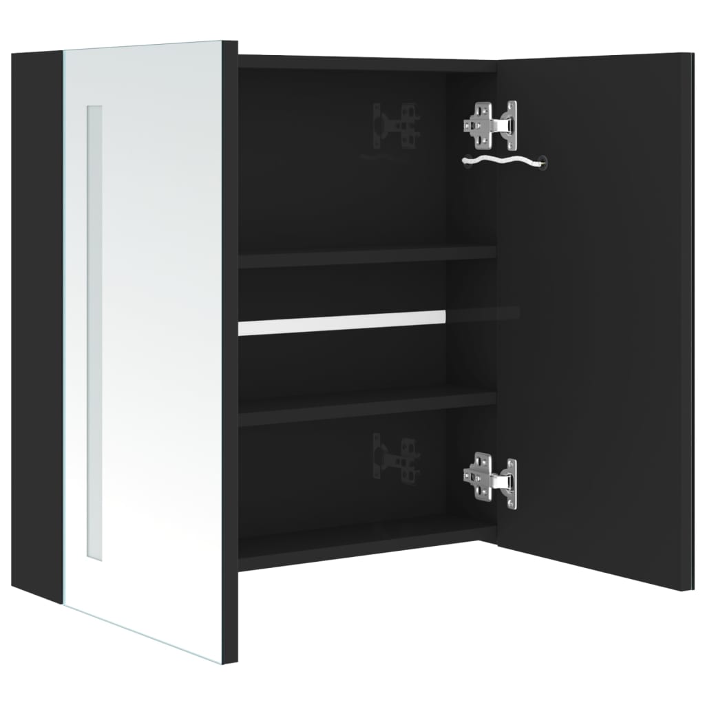 LED Bathroom Mirror Cabinet Shining Black 62x14x60 cm - Bend