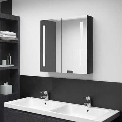 LED Bathroom Mirror Cabinet Shining Black 62x14x60 cm - Bend