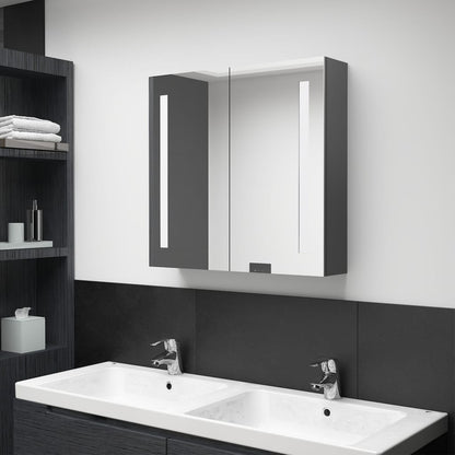 LED Bathroom Mirror Cabinet Grey 62x14x60 cm - Bend