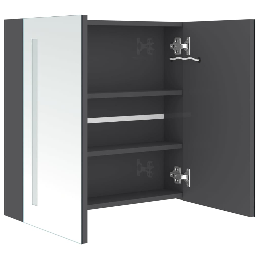 LED Bathroom Mirror Cabinet Shining Grey 62x14x60 cm - Bend