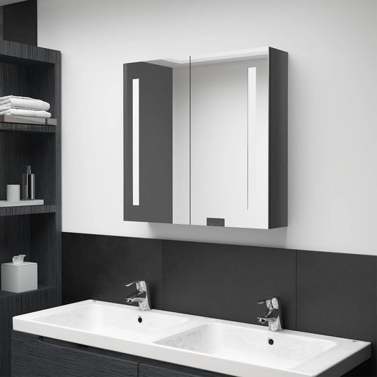 LED Bathroom Mirror Cabinet Shining Grey 62x14x60 cm - Bend