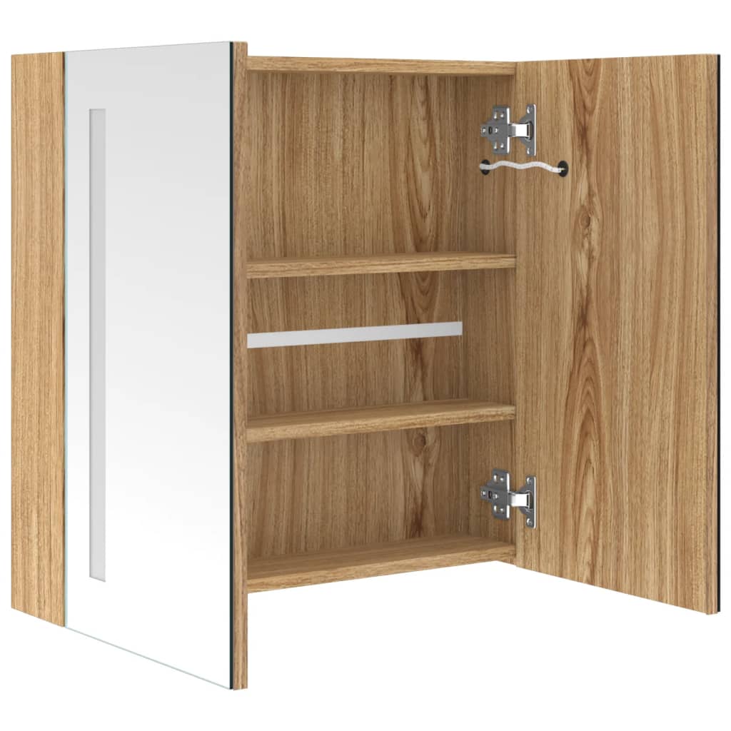 LED Bathroom Mirror Cabinet Oak 62x14x60 cm - Bend