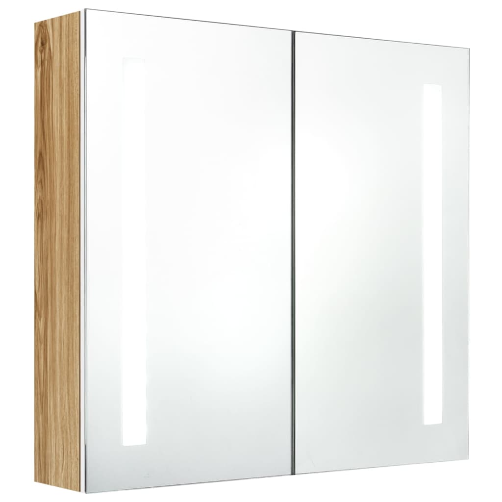 LED Bathroom Mirror Cabinet White and Oak 62x14x60 cm - Bend