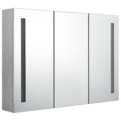 LED Bathroom Mirror Cabinet Concrete Grey 89x14x62 cm